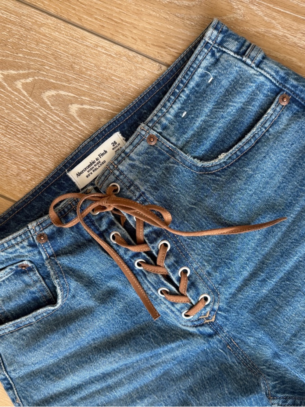 Abercrombie Relaxed High-Rise Lace-Up  Women's Jeans